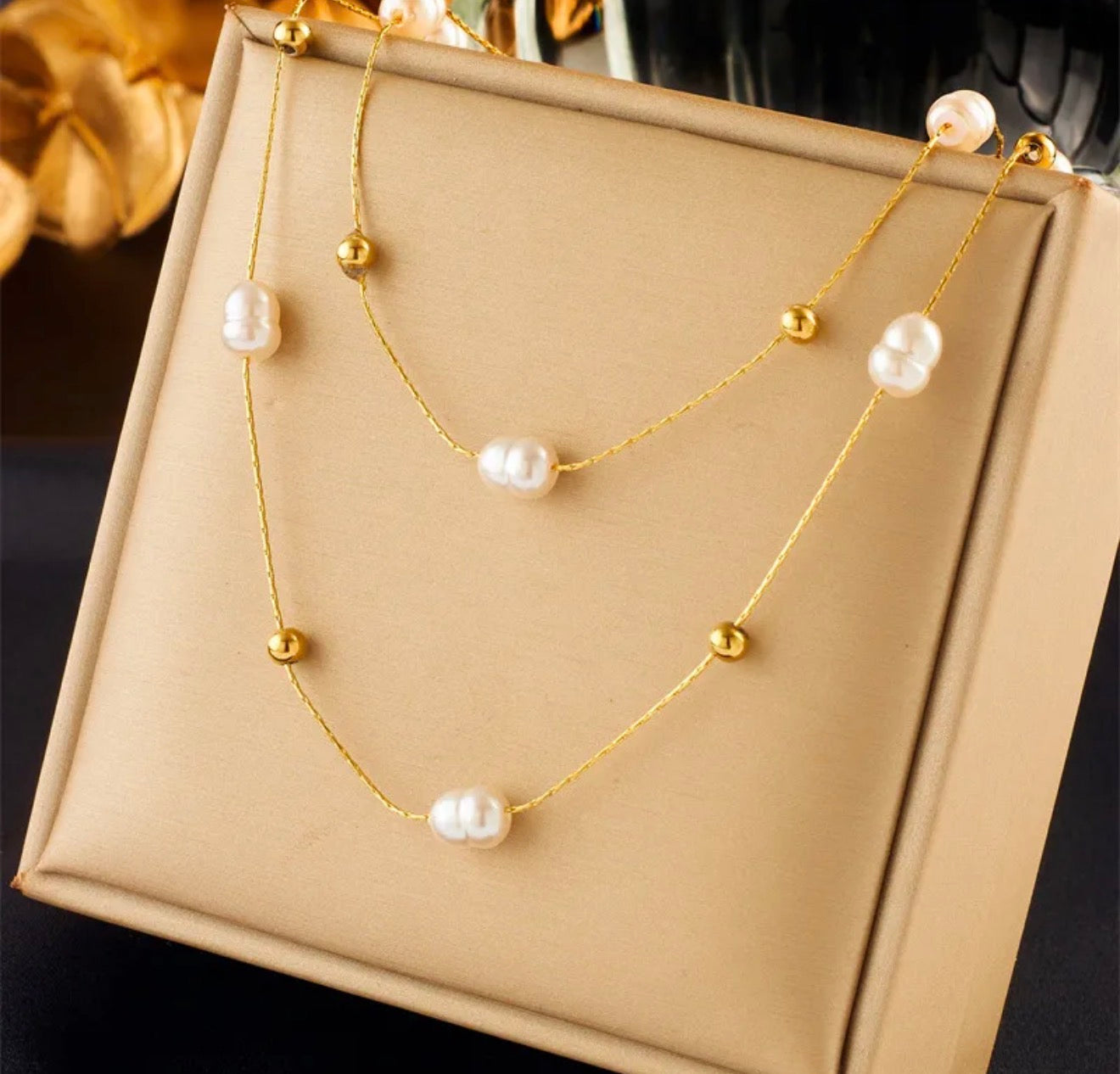 Cadena doble perlas